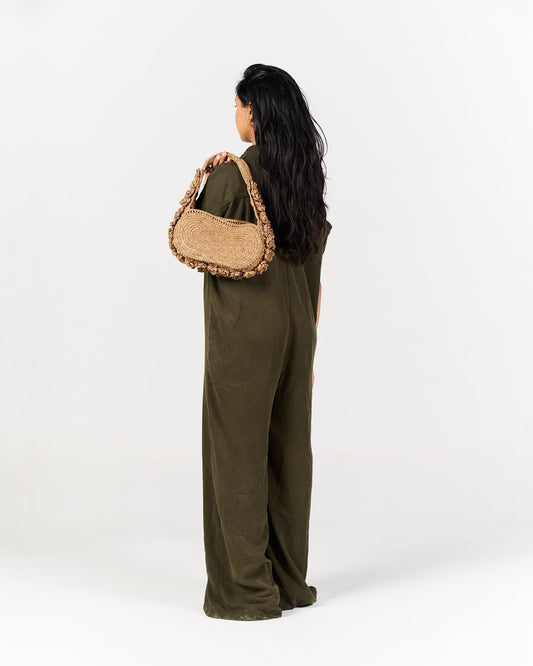 Sac porté épaule Pivoine en raphia lin clair – Asara The Label