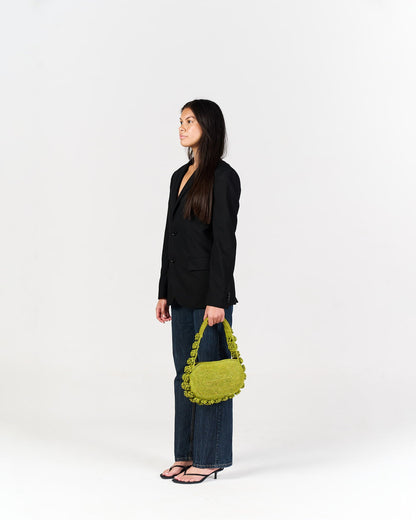 Sac porté épaule Pivoine en raphia vert – Asara The Label