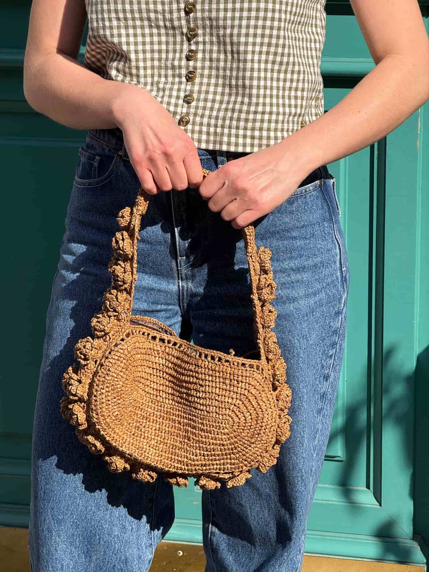 PIVOINE - Raffia Shoulder Bag, Light Linen