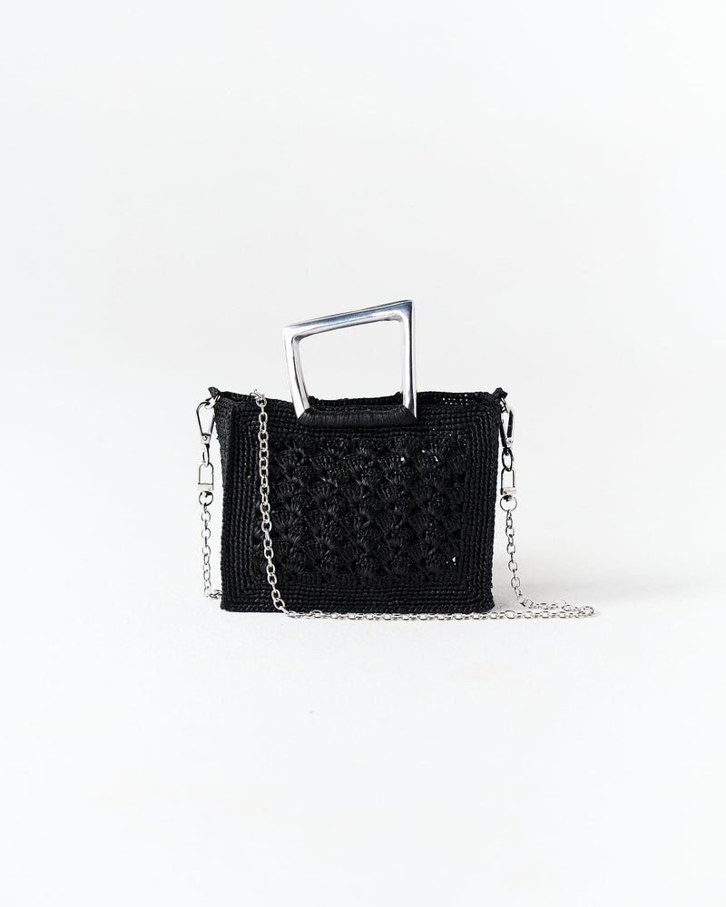 HALO - Mini Sac en Raphia Noir