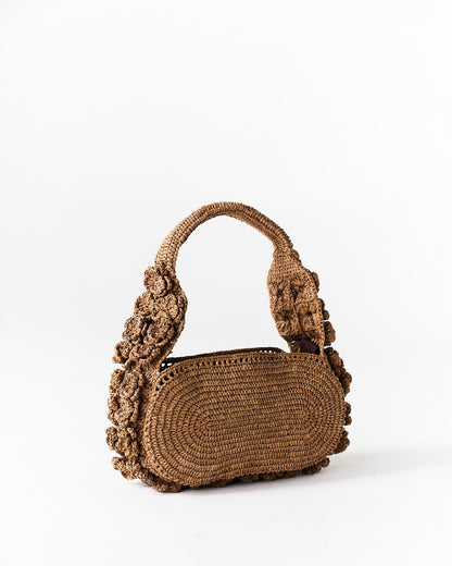 Sac porté épaule Pivoine en raphia lin clair – Asara The Label